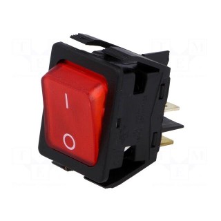 ROCKER | DPST | Pos: 2 | ON-OFF | 16A/250VAC | 20A/28VDC | red | neon lamp