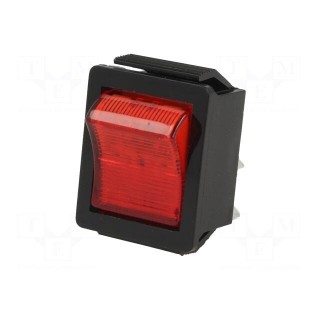 ROCKER | DPST | Pos: 2 | OFF-ON | 16A/250VAC | red | neon lamp 250V