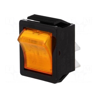 ROCKER | DPST | Pos: 2 | ON-OFF | 16A/250VAC | yellow | neon lamp | 250V