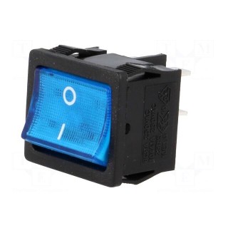 ROCKER | DPST | Pos: 2 | OFF-ON | 6A/250VAC | blue | neon lamp 250V | 50mΩ