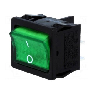 ROCKER | DPST | Pos: 2 | OFF-ON | 6A/250VAC | green | neon lamp 250V | 50mΩ