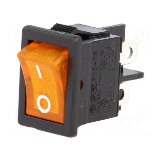 ROCKER | DPST | Pos: 2 | OFF-ON | 6A/250VAC | orange | neon lamp 250V