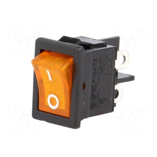 ROCKER | DPST | Pos: 2 | OFF-ON | 6A/250VAC | orange | neon lamp 250V