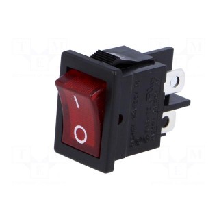 ROCKER | DPST | Pos: 2 | ON-OFF | 6A/250VAC | red | neon lamp | 250V | 50mΩ