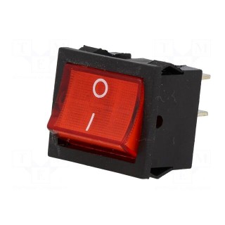 ROCKER | DPST | Pos: 2 | OFF-ON | 6A/250VAC | red | neon lamp | 35mΩ