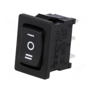ROCKER | SP3T | Pos: 3 | (ON)-OFF-(ON) | 10A/250VAC | black | none | 50mΩ