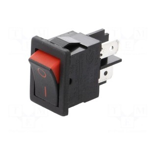ROCKER | SPST | Pos: 2 | OFF-ON | 10A/250VAC | 10A/28VDC | black-red | none