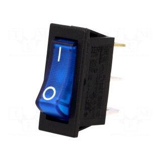 ROCKER | SPST | Pos: 2 | ON-OFF | 10A/250VAC | blue | neon lamp | 250V | 50mΩ