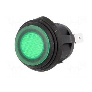 ROCKER | SPST | Pos: 2 | ON-OFF | 10A/250VAC | green | IP65 | neon lamp