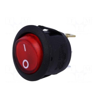 ROCKER | SPST | Pos: 2 | OFF-(ON) | 10A/250VAC | red | neon lamp 230V