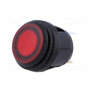ROCKER | SPST | Pos: 2 | OFF-(ON) | 10A/28VDC | red | IP65 | LED | 50mΩ | round