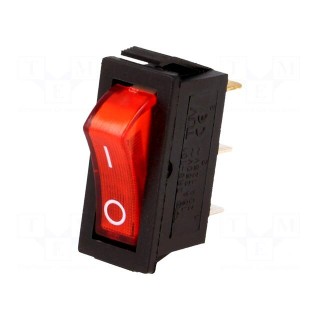 ROCKER | SPST | Pos: 2 | ON-OFF | 15A/250VAC | red | neon lamp | 35mΩ