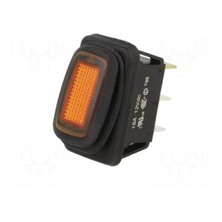 ROCKER | SPST | Pos: 2 | ON-OFF | 16A/12VDC | amber | IP65 | Rcont max: 50mΩ