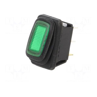 ROCKER | SPST | Pos: 2 | ON-OFF | 16A/12VDC | green | IP65 | Rcont max: 50mΩ