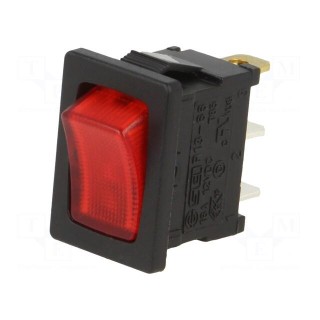 ROCKER | SPST | Pos: 2 | ON-OFF | 16A/12VDC | red | LED | Rcont max: 50mΩ