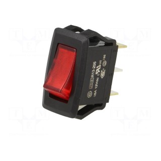 ROCKER | SPST | Pos: 2 | ON-OFF | 16A/12VDC | red | LED | Rcont max: 50mΩ