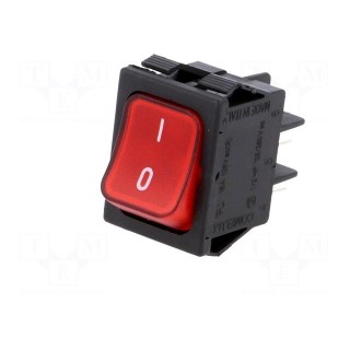 ROCKER | SPST | Pos: 2 | OFF-ON | 16A/250VAC | red | max.125°C