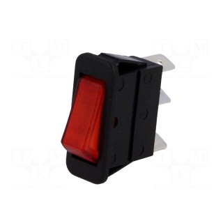 ROCKER | SPST | Pos: 2 | OFF-ON | 16A/250VAC | red | neon lamp 250V