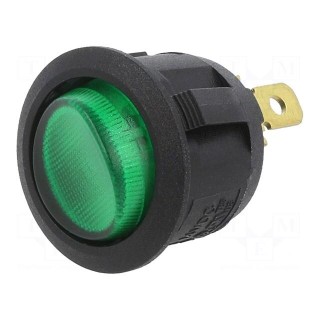 ROCKER | SPST | Pos: 2 | ON-OFF | 20A/14VDC | green | LED | Rcont max: 50mΩ