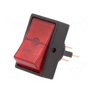 ROCKER | SPST | Pos: 2 | OFF-ON | 30A/12VDC | red | neon lamp | 50mΩ