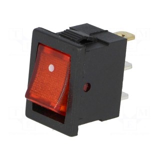 ROCKER | SPST | Pos: 2 | OFF-ON | 3A/250VAC | red | neon lamp | 35mΩ