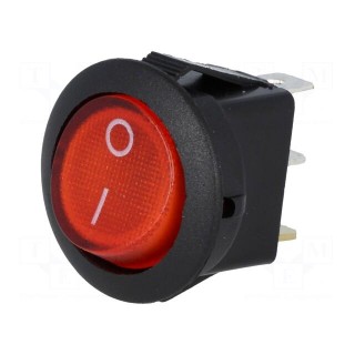 ROCKER | SPST | Pos: 2 | ON-OFF | 6.5A/250VAC | red | neon lamp | 35mΩ