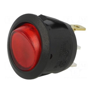 ROCKER | SPST | Pos: 2 | OFF-ON | 6A/250VAC | red | neon lamp 230V