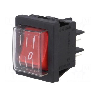 ROCKER | SPST | Pos: 2 | ON-OFF | 16A/250VAC | red | max.125°C