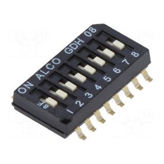 Switch: DIP-SWITCH | ON-OFF | 0.025A/24VDC | Pos: 2 | -30÷85°C | 100mΩ