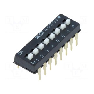 Switch: DIP-SWITCH | Poles number: 8 | ON-OFF | 0.1A/24VDC | Pos: 2