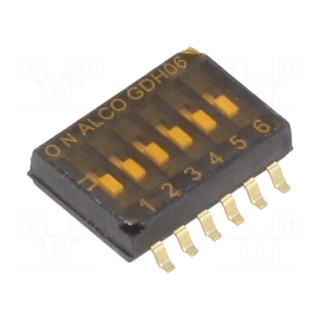 Switch: DIP-SWITCH | ON-OFF | 0.1A/24VDC | Pos: 2 | -30÷85°C | SMT | 100mΩ