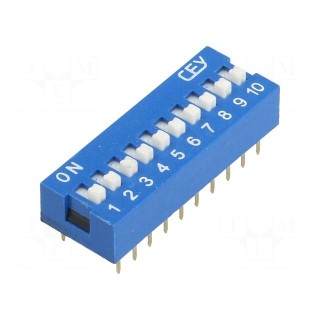 Switch: DIP-SWITCH | Poles number: 10 | ON-OFF | 0.05A/12VDC | Pos: 2