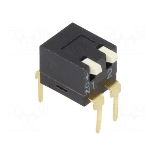 Switch: DIP-SWITCH | Poles number: 2 | ON-OFF | 0.025A/24VDC | Pos: 2