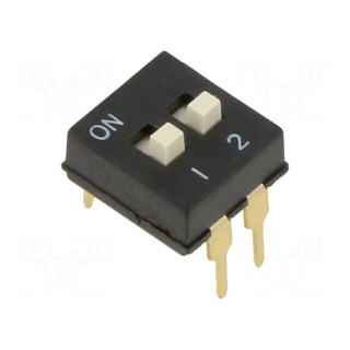 Switch: DIP-SWITCH | Poles number: 2 | ON-OFF | 0.025A/24VDC | Pos: 2