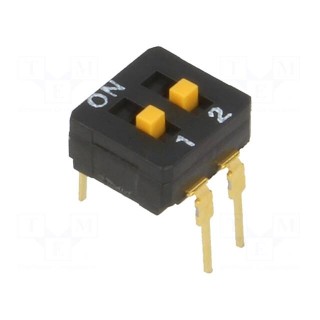 Switch: DIP-SWITCH | Poles number: 2 | ON-OFF | 0.03A/30VDC | Pos: 2