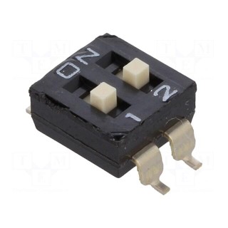 Switch: DIP-SWITCH | Poles number: 2 | ON-OFF | 0.1A/50VDC | Pos: 2