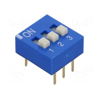 Switch: DIP-SWITCH | Poles number: 3 | ON-OFF | 0.025A/24VDC | Pos: 2