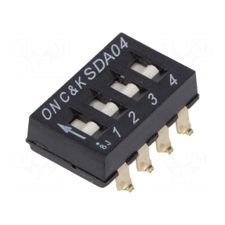 Switch: DIP-SWITCH | Poles number: 4 | ON-OFF | 0.025A/24VDC | Pos: 4