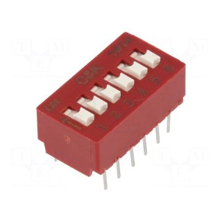 Switch: DIP-SWITCH | Poles number: 6 | 0.1A/50VDC | Pos: 2 | -40÷85°C