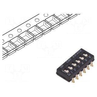 Switch: DIP-SWITCH | Poles number: 6 | OFF-ON | 0.025A/24VDC | Pos: 2