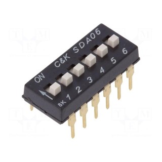 Switch: DIP-SWITCH | Poles number: 6 | ON-OFF | 0.025A/24VDC | Pos: 6