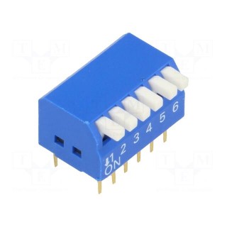 Switch: DIP-SWITCH | Poles number: 6 | ON-OFF | 0.05A/12VDC | Pos: 2