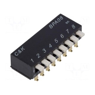 Switch: DIP-SWITCH | Poles number: 8 | 0.1A/5VDC | Pos: 2 | -20÷85°C