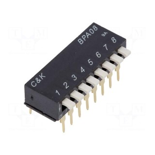Switch: DIP-SWITCH | Poles number: 8 | 0.1A/5VDC | Pos: 2 | -20÷85°C