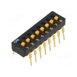 Switch: DIP-SWITCH | Poles number: 8 | ON-OFF | 0.03A/30VDC | Pos: 2