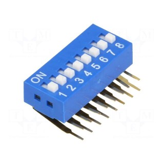 Switch: DIP-SWITCH | Poles number: 8 | ON-OFF | 0.05A/12VDC | Pos: 2