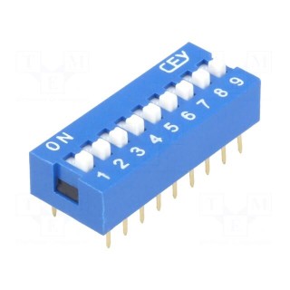 Switch: DIP-SWITCH | Poles number: 9 | ON-OFF | 0.05A/12VDC | Pos: 2
