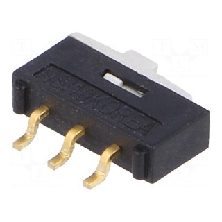 Switch: slide | Pos: 2 | 0.3A/24VDC | SMT | Leads: for PCB,angled