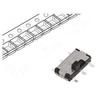 Switch: slide | Pos: 2 | DPDT | 0.1A/12VDC | ON-ON | Mounting: SMT | 100MΩ