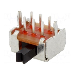 Switch: slide | Pos: 2 | DPDT | 0.1A/12VDC | ON-ON | Mounting: THT